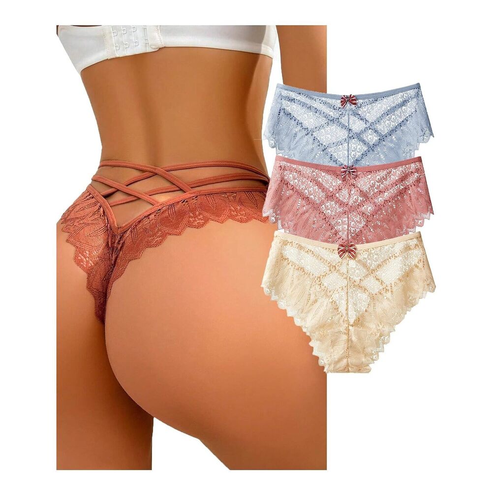 Womens Sexy Thongs Lace Panties Underwear Low Rise Plus Size Underpants